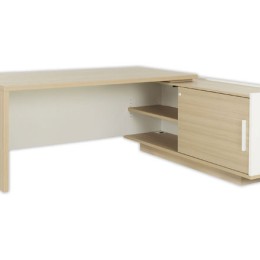 1 Bureau BARI Retour droit 180 cm chêne structuré / blanc monté