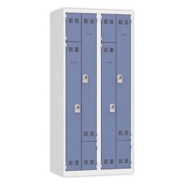 1 Vestiaire gain de place porte en L 2 colonnes - 4 utilisateurs - Bleu