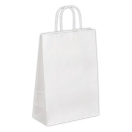 1 Carton de 200 Sac poignées torsadées format Moyen : 22 x 33 x 10 cm- Blanc