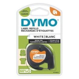 1 Ruban textile blanc pour titreuse DYMOLetratag 12mm impression noire