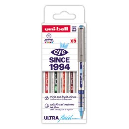 1 Etui de 5 Rollers pointe métal UNI-BALL Eye 157 -Ecriture moyenne en pochette