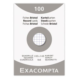 1 Etui de 100 Fiches bristol blanches 10,5x14,8 cm, 5x5, 210g