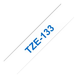 BROTHER Ruban TZe133 12mm Bleu sur fond Transparent Laminé 8M