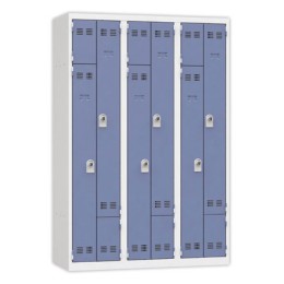 1 Vestiaire  gain de place porte en L 3 colonnes - 6 utilisateurs - Bleu