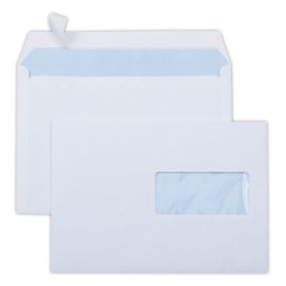 1 Carton de 500 Enveloppes 162x229mm blanches 80g bande siliconée fenêtre 45x100 Eco