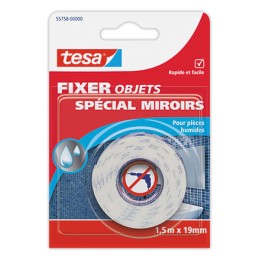 1 Ruban Fixer Objets Double-face miroir 1,5 m x 19 mm