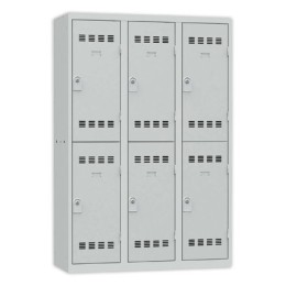 1 Vestiaire multicases 3 col. de 2 casesH.180 x L.120cm gris/gris