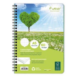 1 Cahier recyclé à spirales pages A5 5x5.
