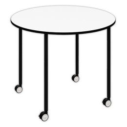 1 Table roulante FEX OFFICE Diam. 96 cm Blanc pieds noirs