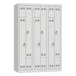 1 Vestiaire  gain de place porte en L 3 colonnes - 6 utilisateurs - Gris