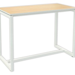 1 Table haute EASYDESK 150 x 75 CM pied blanc plateau hêtre