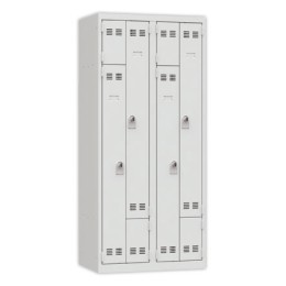 1 Vestiaire gain de place porte en L 2 colonnes - 4 utilisateurs - Gris