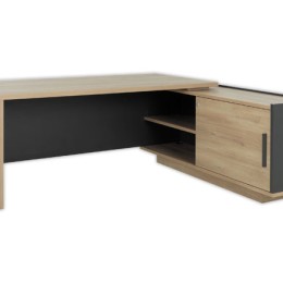 1 Bureau BARI Retour droit 180 cm chêne du bocage monté