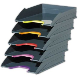 1 Carton de 5 Corbeilles à courrier Varicolor Gris