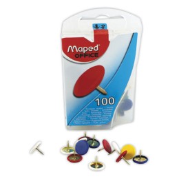 1 Boite de 100 Punaises gainées couleurs assorties diam. 9mm