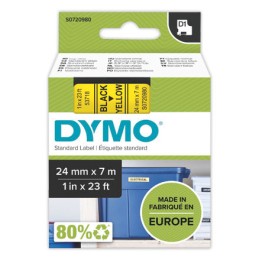 1 Ruban pour titreuse DYMO D1 24 mm jaune impression noire