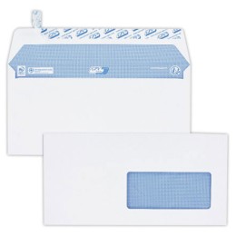 1 Boite de 200 Enveloppes Extra blanches DL 110x220 100 g fenêtre 45x100 bande protec