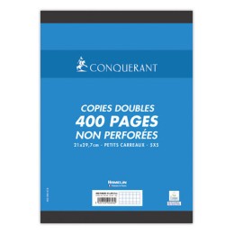 1 Etui de 100 Copies doubles Conquérant, Sans marge,A4, non perfo, 5x5, 70g, 400 p.
