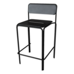 1 Lot de 2 Tabourets BISTRO hauts métal noirs intérieurs et extérieurs montés