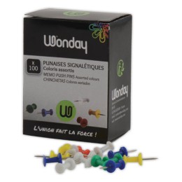 1 Boite de 100 Punaises bobine assorties