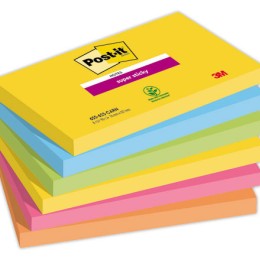 1 Lot de 6 Notes repositionnables Super Sticky 76x127 mm, Carnival, 90 feuilles