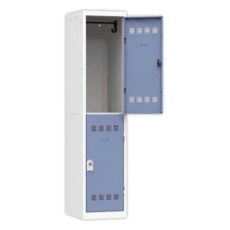 1 Vestiaire multicases 1 colonne de 2 cases H.180 x L.40cm gris/bleu
