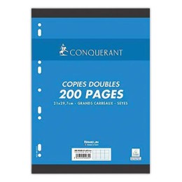 1 Etui de 50 Copies doubles CONQUERANT, A4, perforées, seyes, 70g, 200 p.