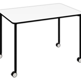 1 Table roulante FEX OFFICE 116 x 50 cm Blanc pieds noirs