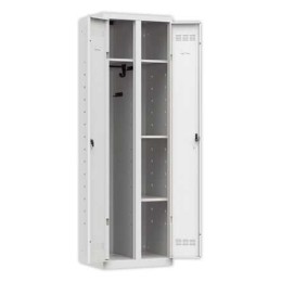 1 Vestiaire multiservices H.198 x L.60cm, penderie et rangement gris