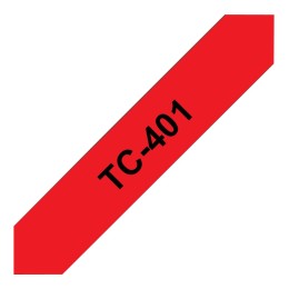 BROTHER P-TOUCH TC-401 noir sur rouge 12mm