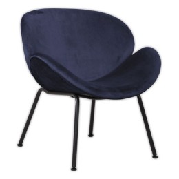 1  Fauteuil SMILE 4 pieds noir tissu bleu
