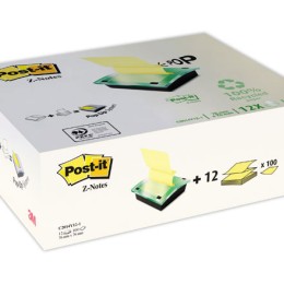 1 12 blocs Notes recyclées 76x76mm jaune+ dévidoir millenium
