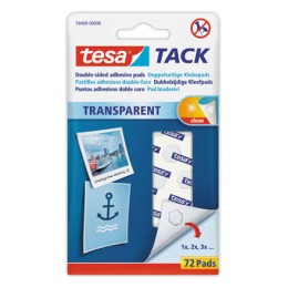 1 72 pastilles adhésives transparentes TESA