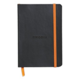 1 Carnet broché Rhodiarama A6 140 pages,ligné, couverture souple noire