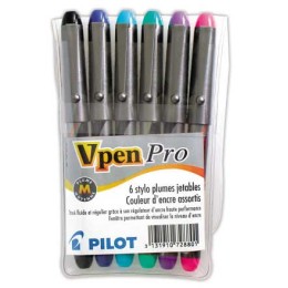 1 Etui de 6 Stylos-plumes jetables PILOT V-Pen - en pochette