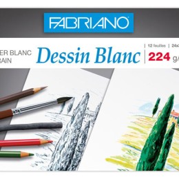 1 Pochette de papier dessin blanc 24x32 cm - 224gr - 12 feuilles