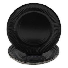 1 Lot de 20 Assiettes en carton rondes Ø23 cm Noir- Pro Nappe