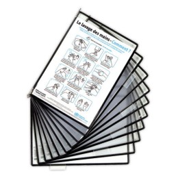 1 10 poches à pivot antimicrobiennes Acier noir