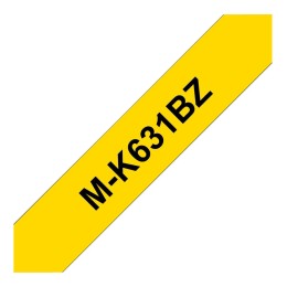 BROTHER Ruban MK631BZ, 12mm Noir sur fond Jaune, Non laminé, 8M