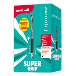 1 Pack de 12 Rollers uni-ball SIGNO 207 + 12 recharges dont 6 gratuites. Noir