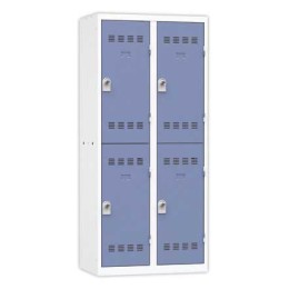 1 Vestiaire multicases 2 colonne de 2 cases H.180 x L.80cm gris/bleu