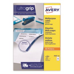 1 Boite de 100 Planches d'étiquettes multiusages AVERY 70x35 mm soit 2400 étiq/boîte