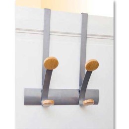 1 Patère de porte Duo, en métal et bois - 2 patères doubles