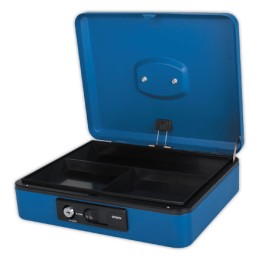 1 Caissette à monnaie 3 compartiments ouverture bouton poussoir bleu