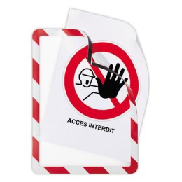 1 Lot de 2 Pochettes d'affichage adhésives Security A4 rouge/blanc DJOIS