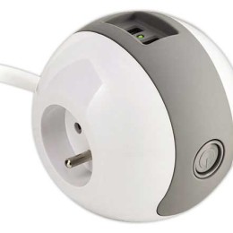 1 Multiprise WATTBALL compacte et mobile- Coloris : Blanc/gris