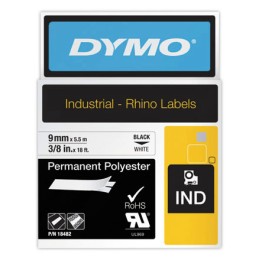 1 Ruban pour titreuse RHINO 9 mm permanent blanc impression noire