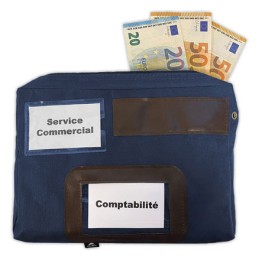 1 Pochette caisse pour devises à soufflet 19x27x4cm en polyester