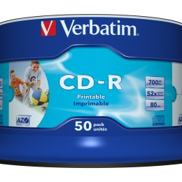 Verbatim CD-R AZO Wide Inkjet Printable no ID 700 Mo 52x 50 pièce(s)