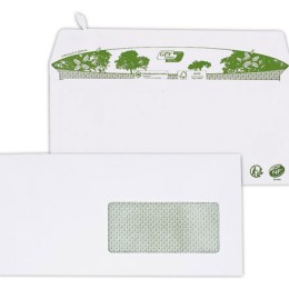 1 Boite de 200 Enveloppes DL blanches recyclées 80g bande protection fenêtre 45x100mm